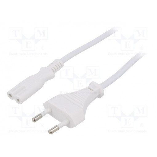 ; Cable; 2x0.75mm2; CEE 7/16 (C) plug,IEC C7 female; PVC; 3m; white; ESPE; KAB-EU-T2-3.0-WH ; Cable; 2x0.75mm2; CEE 7/16 (C) plug,IEC C7 female; PVC; 3m; white; ESPE; KAB-EU-T2-3.0-WH