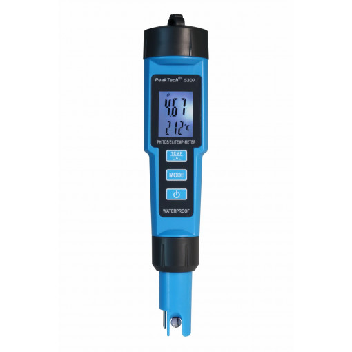 P 5307; Meter: pH; LED; 0,00÷14,00pH; 0÷50°C; Accur: ±1°C; IP65; Illumin: yes; PEAKTECH; PKT-P5307