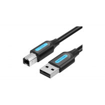 COQBI: USB vadi un adapteri;Cable; USB 2.0; USB A plug,USB B plug; nickel plated; 5m; black