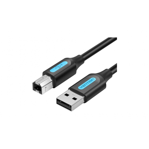 COQBI: USB vadi un adapteri;Cable; USB 2.0; USB A plug,USB B plug; nickel plated; 5m; black