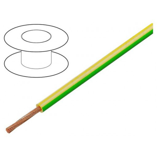 FLRY-B1.50-YL/GR: Vadi FLRY automašīnas instalācijai;Wire; FLRY-B; stranded; Cu; 1.5mm2; PVC; yellow-green; 60V; 100m
