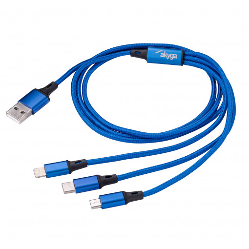 AK-USB-27: USB vadi un adapteri;Cable; USB 2.0; nickel plated; 1.2m; blue; textile AK-USB-27: USB vadi un adapteri;Cable; USB 2.0; nickel plated; 1.2m; blue; textile