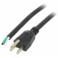 ; Cable; 3x16AWG; NEMA 5-15 (B) plug,wires; PVC; 1m; black; 13A; 125V; LIAN DUNG; S21-3/16/1BK
