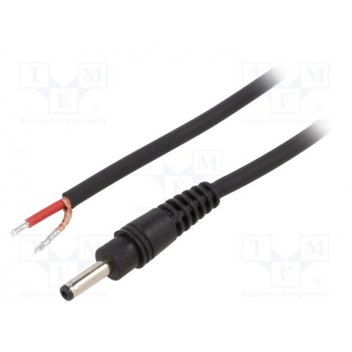 P13-TT-C100-050BK; Cable; 1x1mm2; wires,DC 3,5/1,3 plug; straight; black; 0.5m; WEST POL; P13-TT-C100-050BK