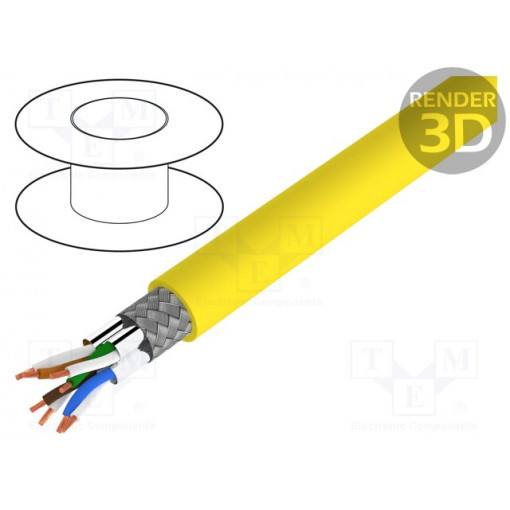 50 m set; 61127; Wire; S/FTP; 4x2x22AWG; Cat 8.1; solid; Cu; LSZH; yellow; 50m; Goobay; S/FTP8.1-SCU-050 50 m set; 61127; Wire; S/FTP; 4x2x22AWG; Cat 8.1; solid; Cu; LSZH; yellow; 50m; Goobay; S/FTP8.1-SCU-050