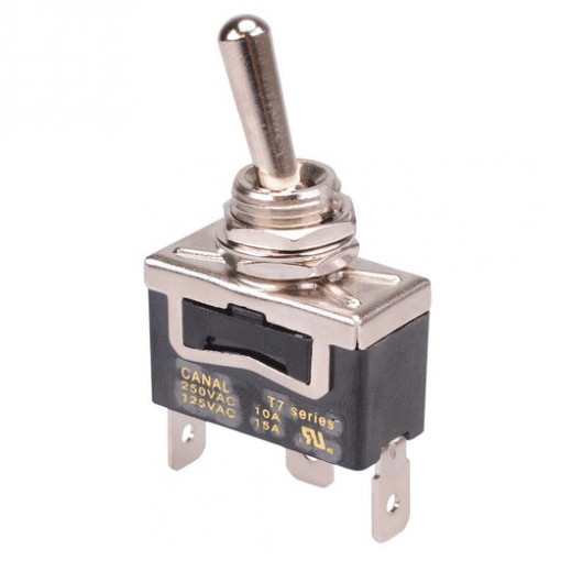 T7A12A3B2H5R; Switch: toggle; Pos: 2; SPDT; ON-ON; 10A/250VAC; Toggle: round; 1.5kV; CANAL ELECTRONIC; T7A12A3B2H5R T7A12A3B2H5R; Switch: toggle; Pos: 2; SPDT; ON-ON; 10A/250VAC; Toggle: round; 1.5kV; CANAL ELECTRONIC; T7A12A3B2H5R