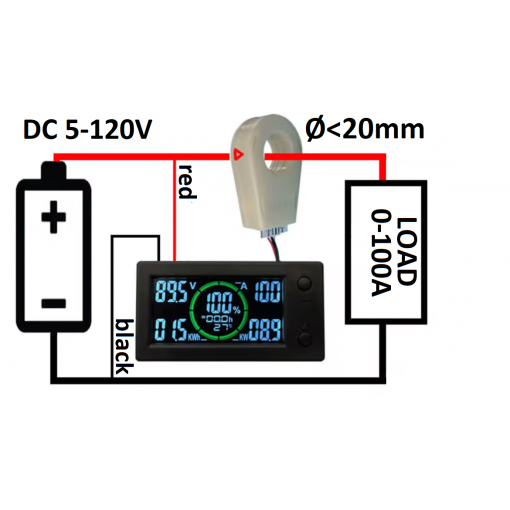 Noma Akumulatoru sprieguma, strāvas, patērētās jaudas mērīājs līdzstrāvai 3-120V 0-100A koulometra Coulometer Noma Akumulatoru sprieguma, strāvas, patērētās jaudas mērīājs līdzstrāvai 3-120V 0-100A koulometra Coulometer