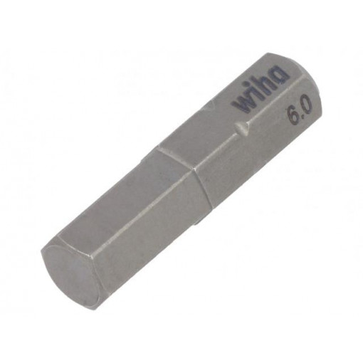 01708; Screwdriver bit; Allen hex key; HEX 6mm; Overall len: 25mm; WIHA 01708; Screwdriver bit; Allen hex key; HEX 6mm; Overall len: 25mm; WIHA
