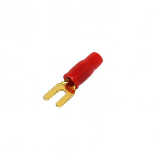 30.4440-02; Terminal: fork; M4; 4mm2; gold-plated; insulated; red; ACV 30.4440-02; Terminal: fork; M4; 4mm2; gold-plated; insulated; red; ACV