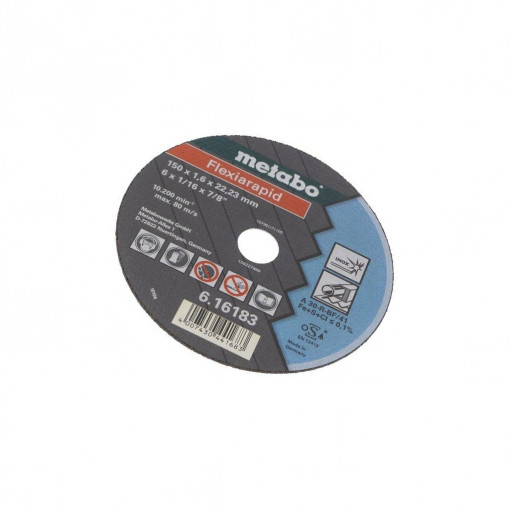 616183000; Cutting wheel; Ø: 150mm; Øhole: 22.2mm; Disc thick: 1.6mm; METABO 616183000; Cutting wheel; Ø: 150mm; Øhole: 22.2mm; Disc thick: 1.6mm; METABO