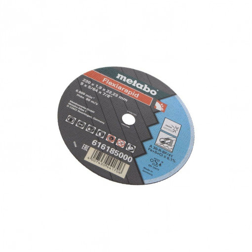 616185000; Cutting wheel; Ø: 230mm; Øhole: 22.2mm; Disc thick: 1.9mm; METABO 616185000; Cutting wheel; Ø: 230mm; Øhole: 22.2mm; Disc thick: 1.9mm; METABO
