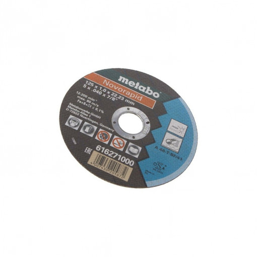 616271000; Cutting wheel; Ø: 125mm; Øhole: 22.23mm; Disc thick: 1mm; METABO 616271000; Cutting wheel; Ø: 125mm; Øhole: 22.23mm; Disc thick: 1mm; METABO