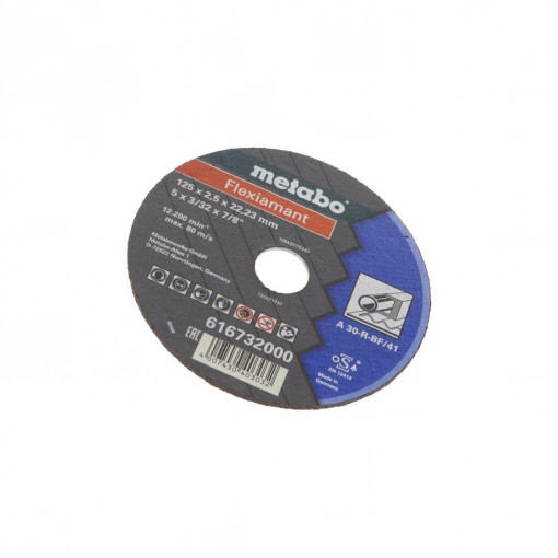 616732000; Cutting wheel; Ø: 125mm; Øhole: 22.2mm; Disc thick: 2.5mm; METABO 616732000; Cutting wheel; Ø: 125mm; Øhole: 22.2mm; Disc thick: 2.5mm; METABO
