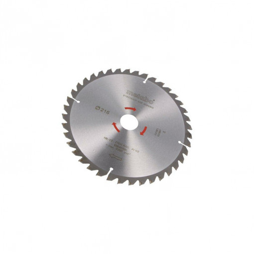 628060000; Circular saw; Ø: 216mm; Øhole: 30mm; W: 2.4mm; Teeth: 40; Mat: HW/CT; METABO