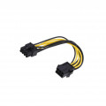 AK-CA-07; Cable: mains; PCI-E 6pin male,PCI-E 8pin female; 0.2m; AKYGA