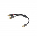 ; Cable; gold-plated; RCA socket,RCA plug x2; 0.2m; black; V: stereo; 4CARMEDIA