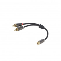 ; Cable; gold-plated; RCA socket,RCA plug x2; 0.2m; black; V: stereo; 4CARMEDIA