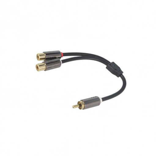 ; Cable; gold-plated; RCA socket x2,RCA plug; 0.2m; black; V: stereo; 4CARMEDIA
