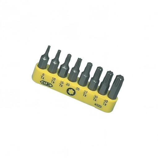 T4523; Kit: screwdriver bits; Pcs: 8; Torx®; 30mm; Mounting: 1/4 T4523; Kit: screwdriver bits; Pcs: 8; Torx®; 30mm; Mounting: 1/4