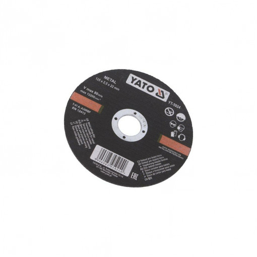 YT-5924; Cutting wheel; Ø: 125mm; Øhole: 22mm; Disc thick: 2.5mm; 12200rpm; YATO