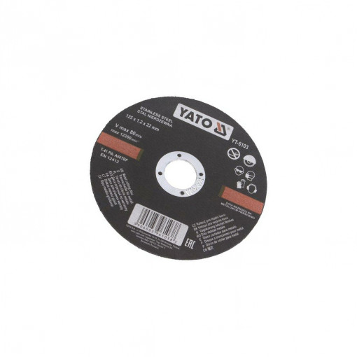 YT-6103; Cutting wheel; Ø: 125mm; Øhole: 22mm; Disc thick: 1.2mm; 12200rpm; YATO