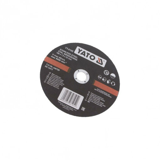 YT-6105; Cutting wheel; Ø: 180mm; Øhole: 22mm; Disc thick: 1.5mm; 8600rpm; YATO